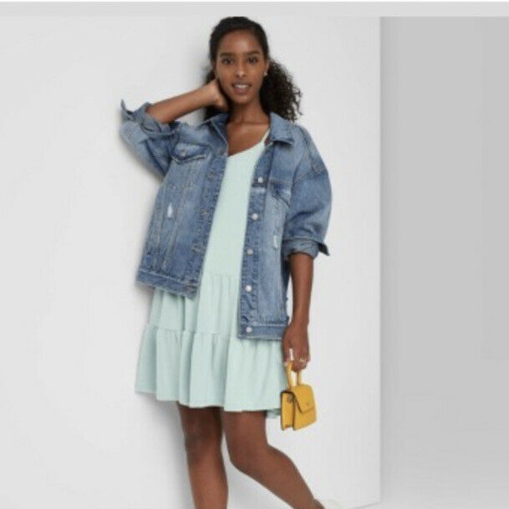 Women's Mineral Wash Sweatshirt Dress - Light Blue